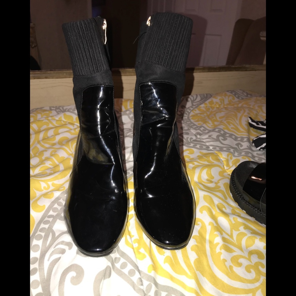 PATENT LUCITE HEEL SOCK BOOTIE - WIDE WIDTH